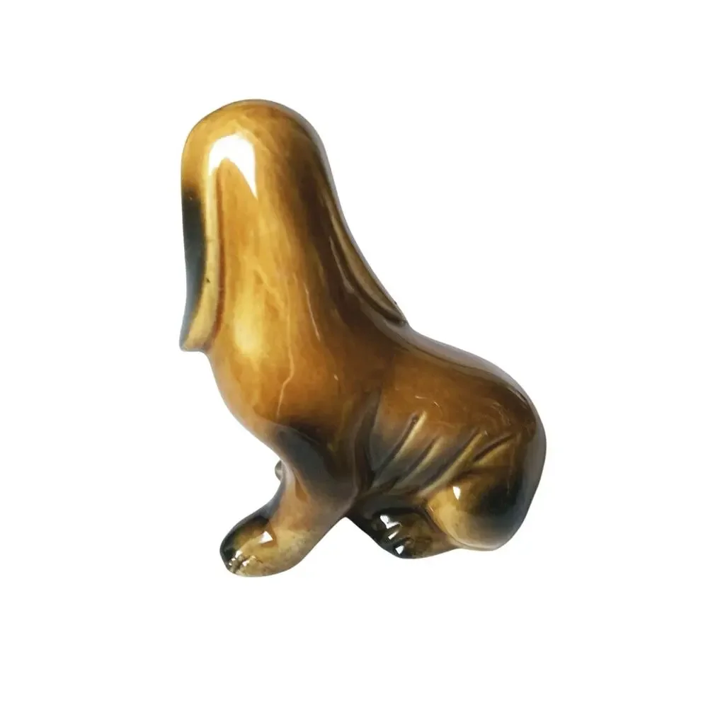 Vintage 60s Porcelain Ceramic Brazil Bloodhound Dog Serious Face Figurine Hound
